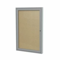 Bulletin Boards & Signs Ghent 24" H X 18" W Enclosed Vinyl Bulletin Board With Satin Frame, 1 Door, Caramel (PA12418VX-181)