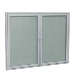 Bulletin Boards & Signs Ghent 3' H X 5' W Enclosed Vinyl Bulletin Board With Satin Frame, 2 Door, Silver (PA23660VX-193)