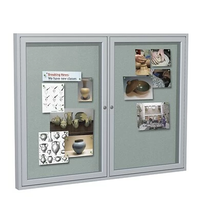 Bulletin Boards & Signs Ghent 3' H X 5' W Enclosed Vinyl Bulletin Board With Satin Frame, 2 Door, Silver (PA23660VX-193) 2 Bulletin Boards & Signs Ghent 3' H X 5' W Enclosed Vinyl Bulletin Board With Satin Frame, 2 Door, Silver (PA23660VX-193) - Image 2