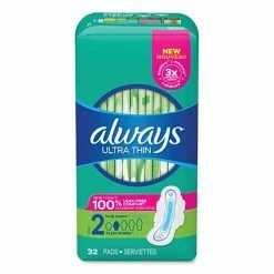 Tampons Always® Ultra Thin Pads With Wings, Size 2, Long, Super Absorbent, 32/Pack, 3 Packs/Carton
