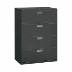 Lateral Files HON Brigade 600 Series 4-Drawer Lateral File Cabinet, Locking, Charcoal, Letter/Legal, 42"W (H694LS)