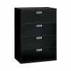 Lateral Files HON Brigade 600 Series 4-Drawer Lateral File Cabinet, Locking, Letter/Legal, Black, 42"W (HON694LP)