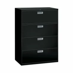 Lateral Files HON Brigade 600 Series 4-Drawer Lateral File Cabinet, Locking, Letter/Legal, Black, 42"W (HON694LP)