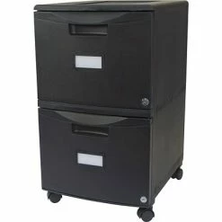 Mobile File Cabinets Storex 2-Drawer Mobile File Cabinet With Lock Legal/Letter, 14.125"L X 31.75"W X 10.625"H, Black (STX61312U01C)