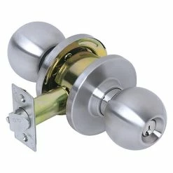 Tell Manufacturing Security System Accessories Tell Heavy Duty Commercial Storeroom Knob Lockset, Stainless Steel Finish 32D (CL100045)