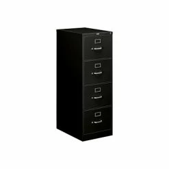 File Cabinets HON 510 Series 4 File Drawers Vertical File Cabinet, Locking, Black, Legal, 25"D (H514CPP)