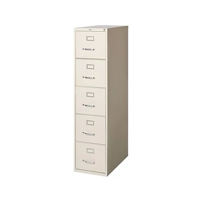 Staples Vertical File Cabinets Quill Brand® Commercial 5 File Drawer Vertical File Cabinet, Locking, Putty/Beige, Letter, 26.5"D (20069D) 2 Staples Vertical File Cabinets Quill Brand® Commercial 5 File Drawer Vertical File Cabinet, Locking, Putty/Beige, Letter, 26.5"D (20069D) - Image 2