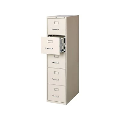 Staples Vertical File Cabinets Quill Brand® Commercial 5 File Drawer Vertical File Cabinet, Locking, Putty/Beige, Letter, 26.5"D (20069D) 3 Staples Vertical File Cabinets Quill Brand® Commercial 5 File Drawer Vertical File Cabinet, Locking, Putty/Beige, Letter, 26.5"D (20069D) - Image 3