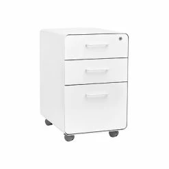 Vertical File Cabinets Poppin Stow 3-Drawer Vertical File Cabinet, Locking, Letter/Legal, White, 20"D (100915)