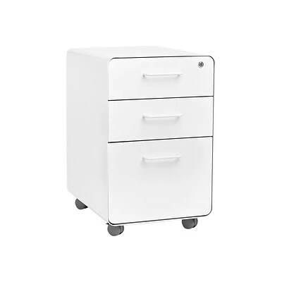 Vertical File Cabinets Poppin Stow 3-Drawer Vertical File Cabinet, Locking, Letter/Legal, White, 20"D (100915) 1 Vertical File Cabinets Poppin Stow 3-Drawer Vertical File Cabinet, Locking, Letter/Legal, White, 20"D (100915)