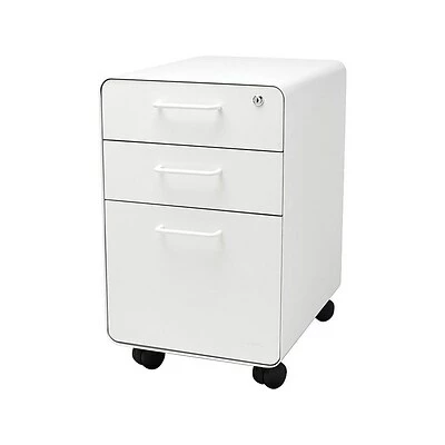 Vertical File Cabinets Poppin Stow 3-Drawer Vertical File Cabinet, Locking, Letter/Legal, White, 20"D (100915) 2 Vertical File Cabinets Poppin Stow 3-Drawer Vertical File Cabinet, Locking, Letter/Legal, White, 20"D (100915) - Image 2