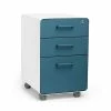 File Cabinets Poppin Stow 3-Drawer Vertical Locking File Cabinet, White & Slate Blue, 16" (106039)