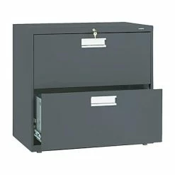 Lateral Files HON Brigade 600 Series 2-Drawer Lateral File Cabinet, Locking, Letter/Legal, Charcoal, 30"W (H672.L.S)