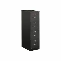 Vertical File Cabinets HON 510 Series 4-Drawer Vertical File Cabinet, Locking, Letter, Black, 25"D (HON514PP)