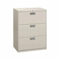 Lateral Files HON Brigade 600 Series 3-Drawer Lateral File Cabinet, Locking, Letter/Legal, Gray, 30"W (H673.L.Q)
