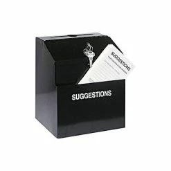 Suggestion Boxes And Pedestals Vertiflex Locking Steel Suggestion Box, Black (VRT50085)