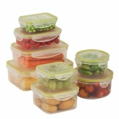 Food Storage Containers Honey-Can-Do Snap Lock 16-Piece Set, Clear (KCH-03828)