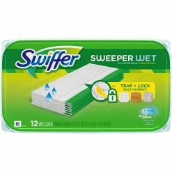 Wet Mops Swiffer Sweeper TRAP+ LOCK Wet Cloth Refills, Open-Window Fresh, 12/Box (95531)