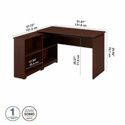 Sit & Stand Desks Bush Furniture Cabot 36"-42"H 3 Position Sit To Stand Corner Bookshelf Desk, Harvest Cherry (WC31416-03) -Deals Locks Store sp85005996 s7