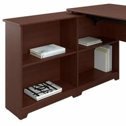 Sit & Stand Desks Bush Furniture Cabot 36"-42"H 3 Position Sit To Stand Corner Bookshelf Desk, Harvest Cherry (WC31416-03) -Deals Locks Store sp85005997 s7