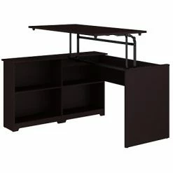 Sit & Stand Desks Bush Furniture Cabot 36"-42"H 3 Position Sit To Stand Corner Bookshelf Desk, Espresso Oak (WC31816-03)