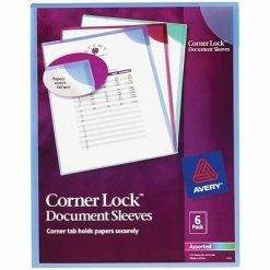 Pocket Folders Avery Corner Lock Smooth Presentation Folder With Fasteners, Assorted, 6/Pack (72262)